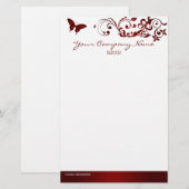 Red Butterfly Briefpapier (Voorkant / Achterkant)