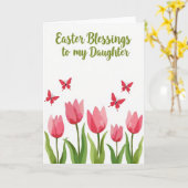 Red Butterfly Easter Blessings Card Kaart (Gele Bloem)