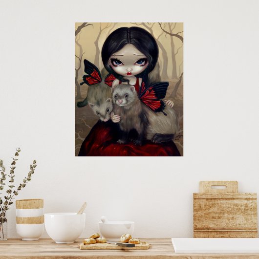 Red Butterfly Fretten gothic fairy Art Print (Keuken)