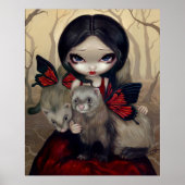 Red Butterfly Fretten gothic fairy Art Print (Voorkant)