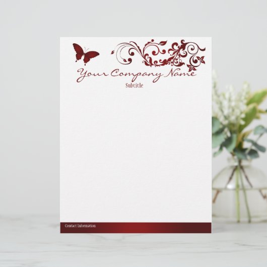 Red Butterfly Gepersonaliseerd Briefhoofd (Staand voorkant)