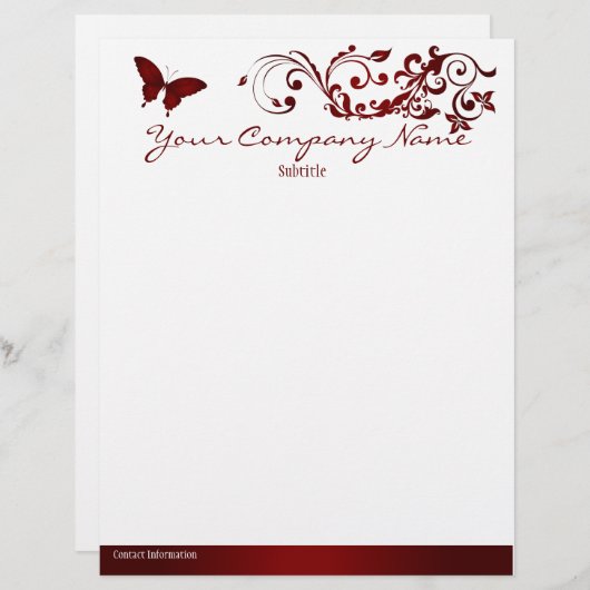 Red Butterfly Gepersonaliseerd Briefhoofd (Voorkant / Achterkant)