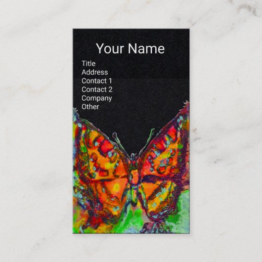RED BUTTERFLY Gold Yellow Monogram zwart papier Visitekaartje (Voorkant)