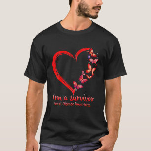 Red Butterfly Heart Ik ben een overlevende hartzie T-shirt