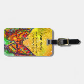 RED BUTTERFLY IN GOLD YELLOW SPARKLES Monogram Bagagelabel (Voorkant horizontaal)