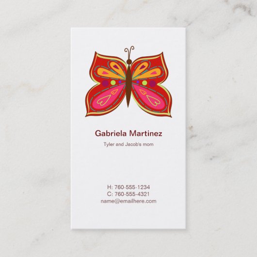 Red Butterfly mammie Calling Cards Contactkaartje (Voorkant)