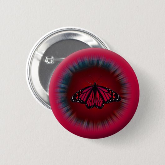 Red Butterfly Mandala Button (Voorkant /achterkant)