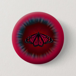 Red Butterfly Mandala Button