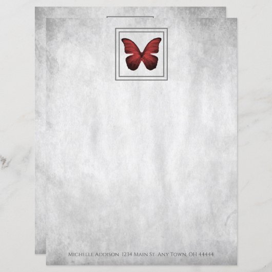 Red Butterfly - Papierblad op maat (Voorkant / Achterkant)