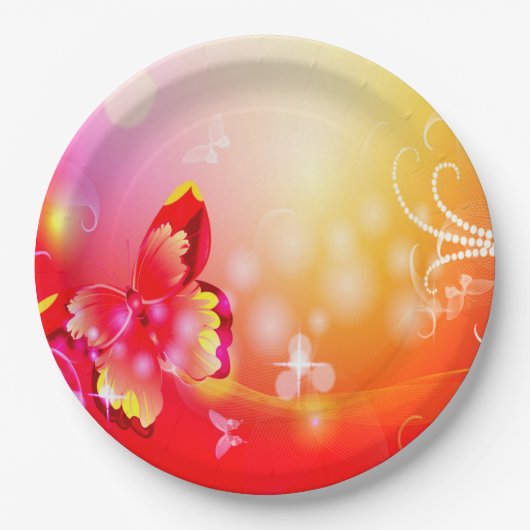 Red Butterfly Papieren Bordje (Voorkant)