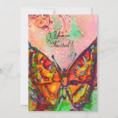 RED BUTTERFLY PINK FUCHSIA GOLD SPARKLES Sweet 16 Kaart (Voorkant)