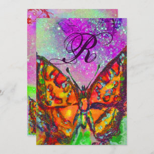 RED BUTTERFLY PINK PAARSE GOLD YELLOW Sweet 16 Kaart