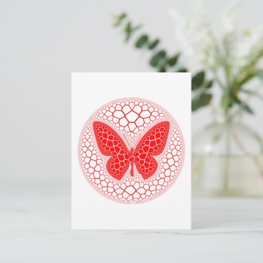Red Butterfly Plaque Briefkaart (Staand voorkant)