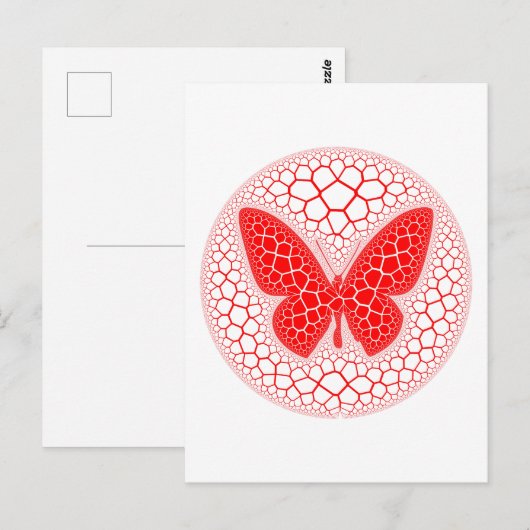 Red Butterfly Plaque Briefkaart (Voorkant / Achterkant)