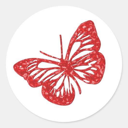 Red Butterfly Ronde Sticker (Voorkant)