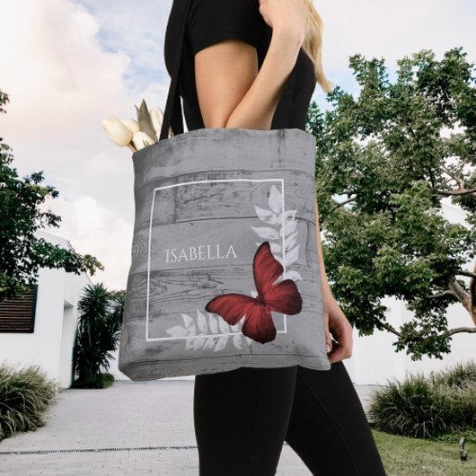 Red Butterfly Rustic, Canvas tas op maat