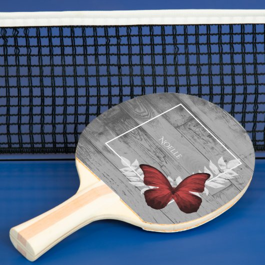Red Butterfly Rustic Ping Pong Paddle Tafeltennisbatje (Insitu)