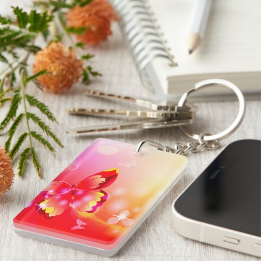 Red Butterfly Sleutelhanger (Voorkant Rechts)