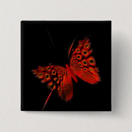 Red Butterfly Vierkante Button 5,1 Cm (Voorkant)