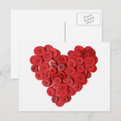 Red Button Heart Briefkaart (Voorkant / Achterkant)