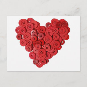 Red Button Heart Briefkaart