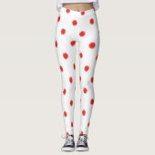 Red Button Snowflake Womens Aangepaste Leggings (Voorkant)