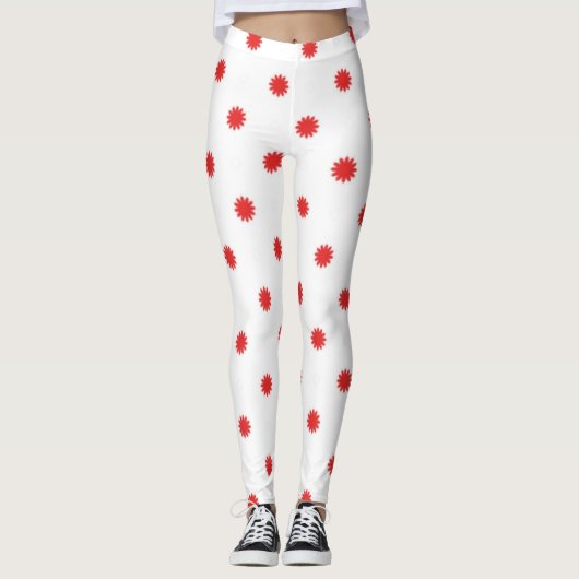 Red Button Snowflake Womens Aangepaste Leggings (Voorkant)