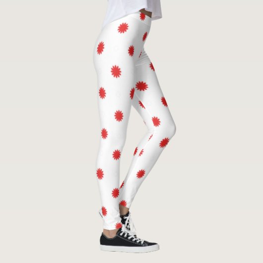 Red Button Snowflake Womens Aangepaste Leggings (Rechts)