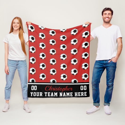 Red | BW Voetbal Naam | Nummer | team Fleece Deken (In situ)