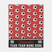 Red | BW Voetbal Naam | Nummer | team Fleece Deken (Voorkant)