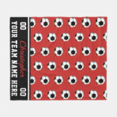 Red | BW Voetbal Naam | Nummer | team Fleece Deken (Voorkant (Horizontaal))