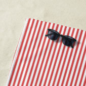 Red Cabana Stripes & White Star - Nautical Strandlaken (In situ)