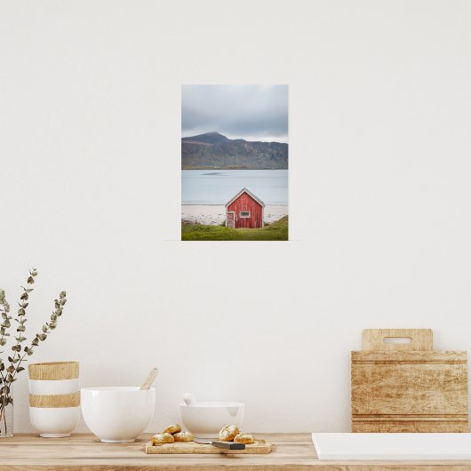 Red Cabin Ramberg Lofoten Poster (Keuken)