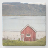 Red Cabin Ramberg Lofoten Stenen Onderzetter (Voorkant)