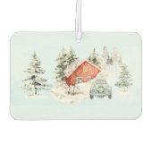 Red Cabin Vintage Auto Sneeuwscène Luchtverfrisser (Achterkant)