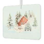 Red Cabin Vintage Auto Sneeuwscène Luchtverfrisser (Links)