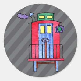 Red Caboose Wave Bye Ronde Sticker