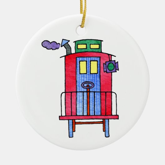 Red Caboose Wave Dag dag Keramisch Ornament (Voorkant)