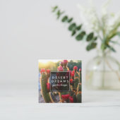 Red Cactus Flower Desert Garden Fotoreizen Vierkante Visitekaartje (Staand voorkant)