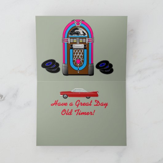 Red Cadillac Birthday Kaart (Binnen)