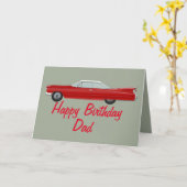 Red Cadillac Birthday Kaart (Gele Bloem)