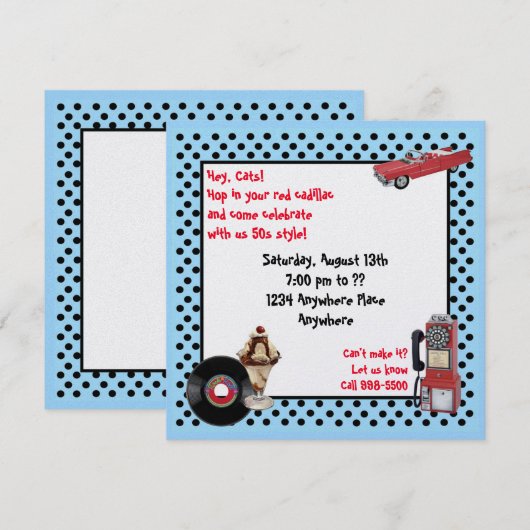 Red Cadillac Kaart (Voorkant / Achterkant)