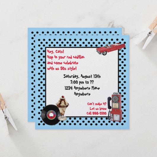 Red Cadillac Kaart (Voorkant / Achterkant in situ)