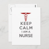 Red Caduceus Keep Calm Ik ben verpleegster Briefkaart (Voorkant / Achterkant)