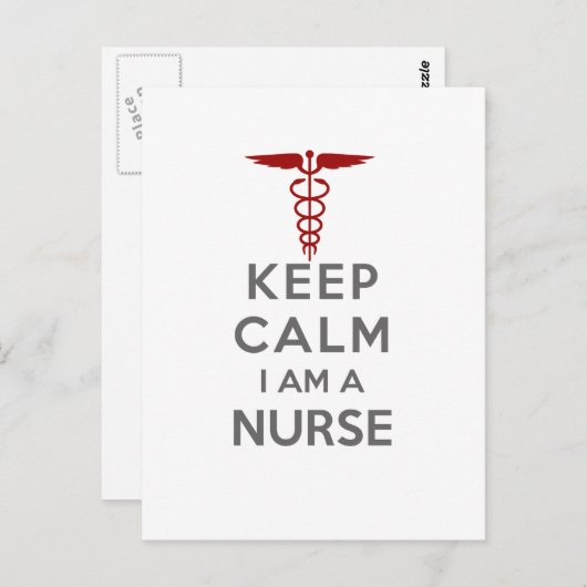 Red Caduceus Keep Calm Ik ben verpleegster Briefkaart (Voorkant / Achterkant)