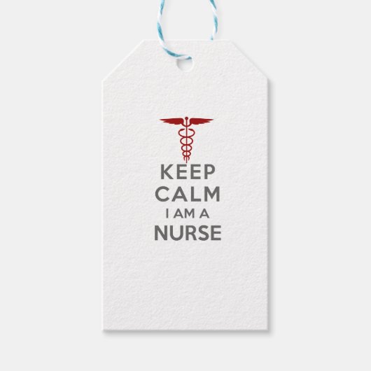 Red Caduceus Keep Calm Ik ben verpleegster Cadeaulabel (Voorkant)