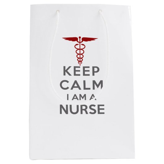 Red Caduceus Keep Calm Ik ben verpleegster Medium Cadeauzakje (Voorkant)
