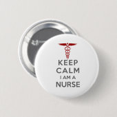 Red Caduceus Keep Calm Ik ben verpleegster Ronde Button 5,7 Cm (Voorkant /achterkant)