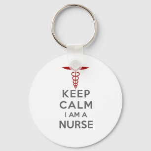 Red Caduceus Keep Calm Ik ben verpleegster Sleutelhanger