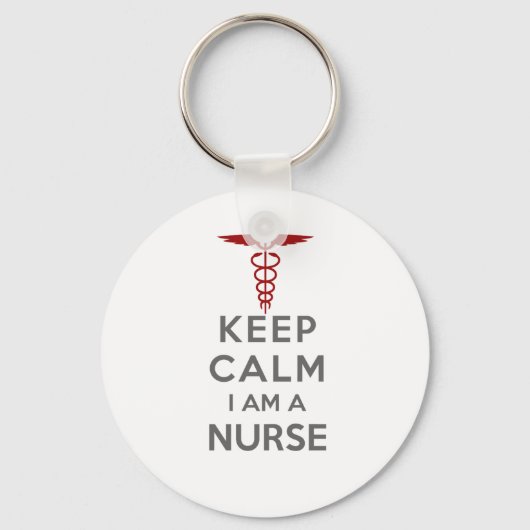 Red Caduceus Keep Calm Ik ben verpleegster Sleutelhanger (Voorkant)
